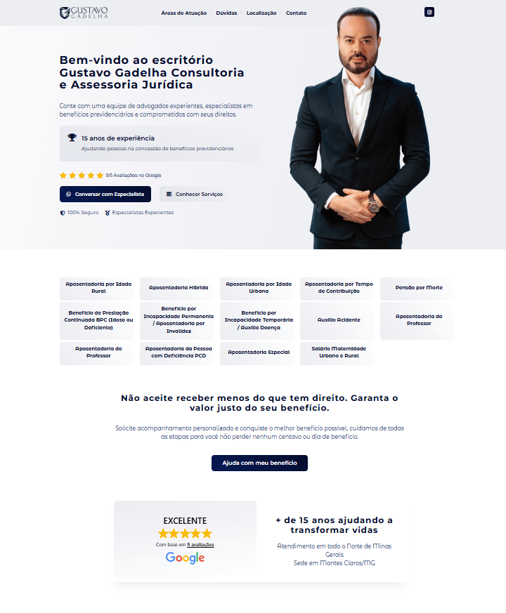 Portfólio - Site Escritório de Advocacia - Cliente Massa Web Jurídico